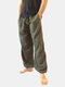 Mens Casual Baggy Harem Pants Solid Color Loose Wide Leg Pants Comfy Yoga Pants - Army Green