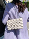 Women Chains Weave Shoulder Bag Handbag - White
