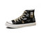 Men Lace Up Pattern Slip Resistant Stylish Casual High Top Canvas Shoes - Black&Brown