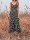 Floral Print Sleeveless V-neck Sexy Chiffon Dress for Women - Black