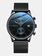 4 Colors Alloy Men Business Watch Waterproof Pointer Calendar Quartz Watch - Black Dial Blue Pointer