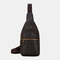 Men Genuine Leather Multi-Layers Waterproof Casual Crossbody Bag Chest Bag Sling Bag - Black