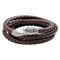 Trendy Multilayer Snake Shape Bracelet Gold Leather Bracelets for Men  - Brown & Silve