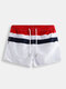 Mens Color Block Knitting Board Shorts Thin Quick Dry Fishing Sports Beach Shorts With Pockets - White