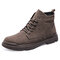 Men Retro Simple Microfiber Leather Non Slip Work Style Casaul Ankle Boots - Brown