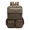Men Multi-pocket Canvas Casual Shoulder Bags Large Capacity Backpack Travel School Sports Bags - Army Green