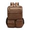Men Multi-pocket Canvas Casual Shoulder Bags Large Capacity Backpack Travel School Sports Bags - Coffee