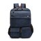 Men Multi-pocket Canvas Casual Shoulder Bags Large Capacity Backpack Travel School Sports Bags - Dark Blue