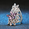 Anillo de dedo de diamantes de imitación hueco de metal vintage Anillo de flor de gema púrpura estereoscópico geométrico - púrpura