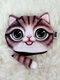 Women Cute Small Tail Cat Printing Coin Purse Wallet - Coffee