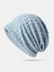 Women Polyester Thin Breathable Sunshade Spring Autumn Outdoor Turban Hat Beanie Hat - Blue