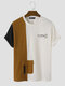 Mens Japanese Print Contrast Patchwork Flap Pocket Knit Short Sleeve T-Shirts - White