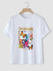 Butterfly Letter Graphic Short Sleeve Crew Neck Casual T-shirt - White
