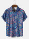 Mens Allover Paisley Print Short Sleeve Regular Fit Shirts - Blue