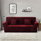 Plush Plaid Elastic Thickened Sofa Cover Pillow Case Non-slip full coverage Anti-dirty Sofa Covers - Wine Red