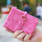 Women Candy Color PU Leather Small Short Bifold Wallet Purse Card Holder - Rose