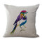 Funda de cojín de algodón de lino de estilo floral de pájaro acuarela Fundas de almohada de oficina para sofá de casa de tacto suave - #2