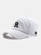 Unisex Cotton Solid Color Letter Embroidery Simple Sunshade Baseball Caps - White