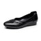 حذاء نسائي مسطح من الجلد المصنوع من ورق الشجر - أسود
