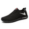 Men Knitted Fabric Non Slip Sport Casual Running Sneakers  - Black1