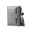 Tri-fold Casual Genuine Leather Purse 19 Card Slot Tassel Short Wallet For Women - Grey