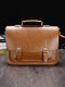 Men Vintage Waterproof Wear-Resistant Faux Laether Business Briefcase - Brown