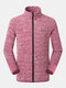 Mens Winter Fleece Lined Warm Outdoor Sport Long Sleeve Stand Collar Jackets - Red