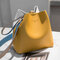 Women Contrast Bucket Bag PU Leather Casual Handbag Leisure Crossbody Bag - Yellow