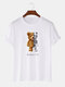 Plus Size Mens Mechanical Bear Graphic Print Fashion Cotton T-Shirt - White