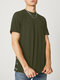 Camiseta sólida con hebilla de maíz de doble cara para hombre - Verde