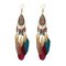 Bohemian Feather Drop Earrings Long-Style Tassels Earrings Retro Women Drop Earrings - Colorful