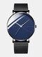 8 Colors Alloy Men Vintage Watch Decorated Pointer Quartz Watch - Black Band Black Case Blue Dial