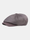 Men Dacron Mesh Solid Color Breathable Simple Casual Octagonal Hat Berets - Dark Gray