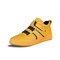 Men Microfiber Leather Non Slip Elastic Lace Casual Skate Shoes - Yellow