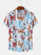 Mens Allover Butterfly Print Light Casual Short Sleeve Shirts - White