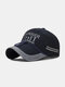 Unisex Cotton Quick-drying Letter Print With Night Reflective Strip Windproof Rope Outdoor Sunshade Baseball Cap - Navy