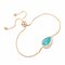 Simple Women Bracelet Oval Crystal Alloy Chain Bracelet - Blue