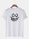 Mens Funny Grimace Print Breathable Casual Loose Short Sleeve T-Shirt - White