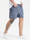 Plus Size Mens Solid Color Jacquard Pocket Drawstring Fashion Shorts - Blue