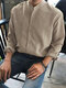 Mens Stand Collar Button Long-sleeved Shirts - カーキ