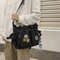 Men Ins Large Capacity Fashion Nylon Crossbody Bag Shoulder Bag - Black+Ornament