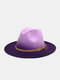 Unisex Woolen Cloth Gradient Color Pin Buckle Strap Decoration Wide Brim Fashion Fedora Hat - Purple+Purple
