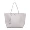 Women PU Leather Solid Casual Tassel Handbag Simple Shopping Shoulder Bag - Light Grey