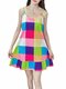 Women's Sleep Dress Sleeveless Color Block Sexy Home Dress With Eye Patch - Multi Color