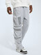 Men Plain Zip Pocket Cargo Pants - Gray