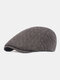 Men Woolen Plus Thicken Keep Warm Winter Outdoor Knitted Forward Hat Flat Hat - Gray