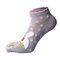 Women Sweet Little Rabbit Printing Short Socks Cotton Funny Cartoon Five Toes Ankle Socks - Light Grey