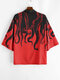 Mens Octopus Print Open Front Loose 3/4 Sleeve Kimono - Red