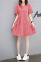 Loose Large Size Thin Cotton Linen Dress Temperament Striped A Word Doll Skirt - Red