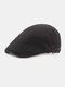 Men Cotton Embroidery Chinese Style Pattern Adjustable Flat Hat Forward Hat Beret Hat - Black